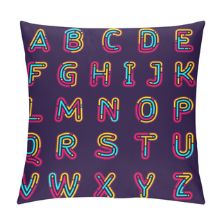 Personality  Neon Lines Alphabet Letters Set. Pillow Covers