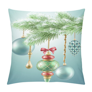 Personality  Christmas Tree Branch With Glass Balls Pillow Covers