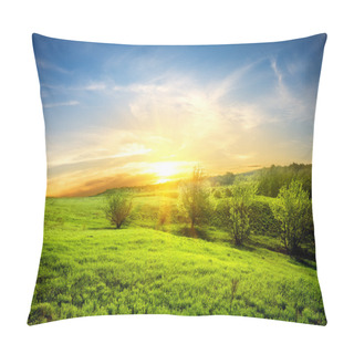 Personality  Green Fields Of Grass Pillow Covers