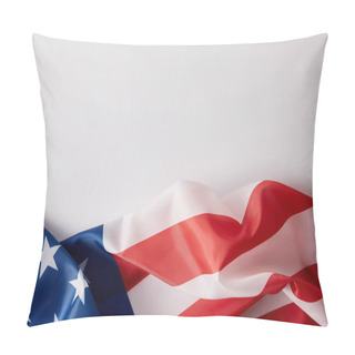 Personality  Elevated View Of United States Of American Flag On White Surface  Pillow Covers