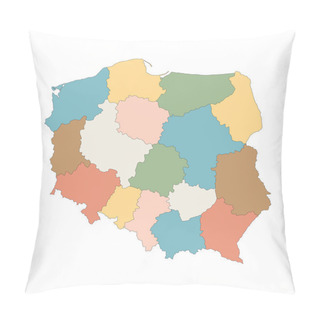 Personality  Colorful Vector Map Of Poland Pillow Covers