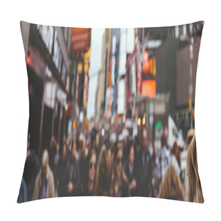 Personality  TIMES SQUARE, NEW YORK, USA - OCTOBER 8, 2018: Panoramic View Of Crowded Times Square In New York, Usa Pillow Covers