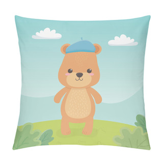 Personality  Cute And Little Bear Teddy In The Field Pillow Covers