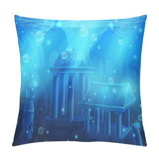 Personality  Atlantis. Seamless Submerged Underwater City, The Ancient Ruins  Pillow Covers