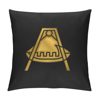 Personality  Boat Gold Plated Metalic Icon Or Logo Vector Pillow Covers