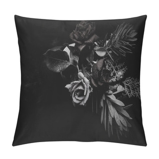 Personality  Black And White Bouquet Studio Backdrop Shot Pillow Covers