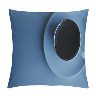 Personality  Cup Of Coffee On A Saucer In Blue Tones. Pillow Covers