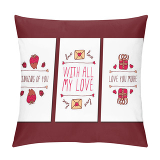 Personality  Set Of Saint Valentines Day Hand Drawn Greeting Cards. Pillow Covers