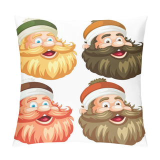 Personality  Four Cartoon Men With Colorful Beards And Hats. Pillow Covers