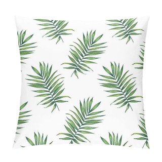 Personality  Hand Painted Watercolor Palm  Leaves Seamless Pattern On White. For Wrapping Paper, Textiles, Wallpaper And Fabric. Pillow Covers
