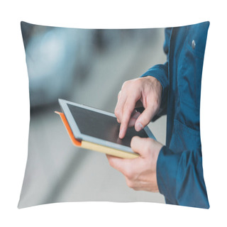 Personality  Male Hands Using Digital Tablet Pillow Covers