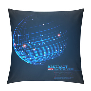 Personality  Point And Curve Constructed The Sphere Wireframe, Technological Sense Abstract Background. Vector Illustration Pillow Covers