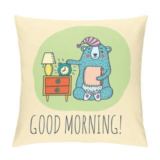 Personality  Good Morning Card With Teddy Bear Pillow Covers