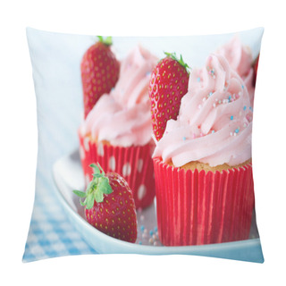 Personality  Cupcakes With Strawberries And Colorful Sprinkles Pillow Covers