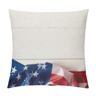 Personality  Top View Of American Flag On White Wooden Surface  Pillow Covers