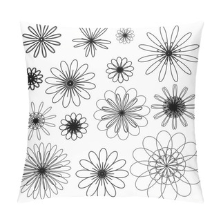 Personality  Black Vector Doodle Flowers On The White Background Pillow Covers