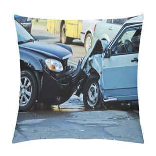 Personality  Auto Accident Involving Two Cars On A City Street Pillow Covers