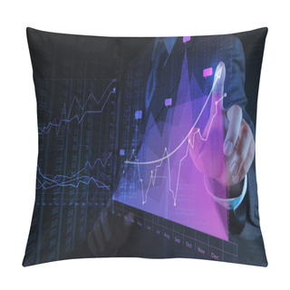 Personality  Businessman Hand Working With New Modern Computer And Business S Pillow Covers