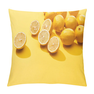 Personality  Ripe Cut And Whole Lemons On Yellow Background Pillow Covers