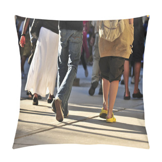 Personality  Crowd Of Walking On A Street Pillow Covers