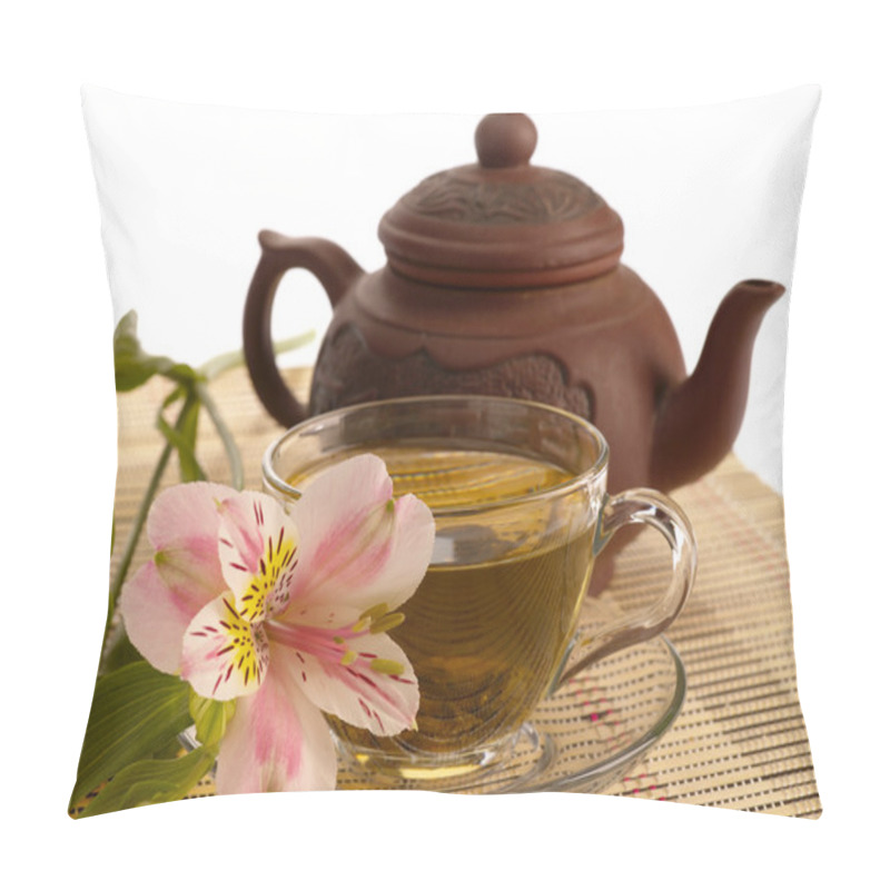 Personality  Tea Ceremony. Green Tea, Flower And Teap Pillow Covers
