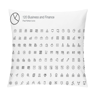 Personality  120 Business And Finance Pixel Perfect Icons (line Style) Pillow Covers