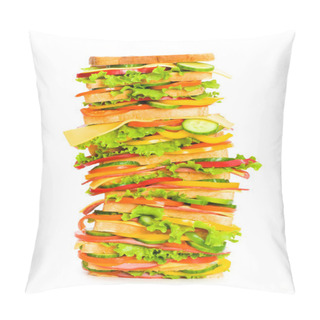 Personality  Giant Sandwich Isolated On The White Pillow Covers
