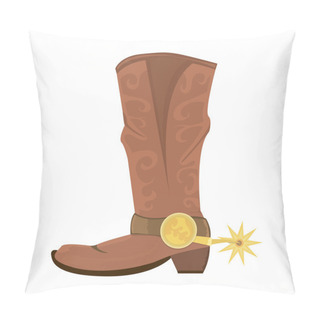 Personality  Vector Illustration Of Cowboy Boots With Spoor Pillow Covers
