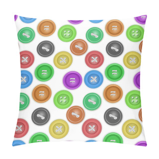 Personality  Seamless Pattern With Buttons For Clothes Of Different, Bright Colors, Ideal For Textile, Wallpaper, Wrapping, Web Pages, Etc. Pillow Covers