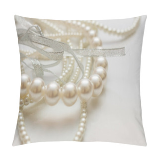 Personality  Cultured Pearls On White Pillow Covers