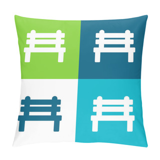 Personality  Bench Flat Four Color Minimal Icon Set Pillow Covers