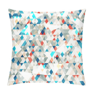 Personality  Abstract Blue Glass Triangles Seamless With Grunge Effect Pillow Covers