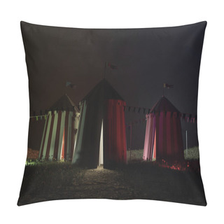 Personality  Circus Tents On Green Field 3d Illustration  Pillow Covers