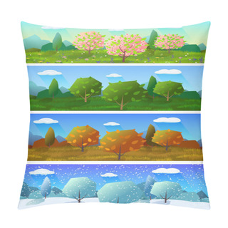 Personality  Four Seasons Landscape Banners Set Pillow Covers