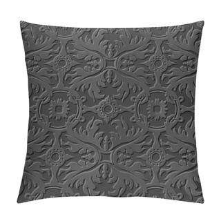 Personality  Seamless 3D Elegant Dark Paper Art Pattern 235 Round Leaf Cross Flower Pillow Covers