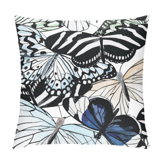 Personality  Butterflies Black And White Watercolor Seamless Background Pillow Covers