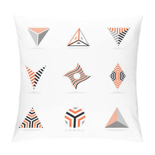 Personality  Design Elements Set. Abstract Orange, Black And Grey Icons. Vector Art. Pillow Covers