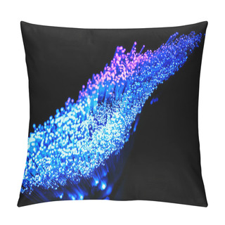 Personality  Glowing Blue And Purple Fiber Optics On Dark Background Pillow Covers