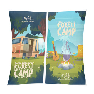 Personality  Forest Camp Cartoon Flyers, Invitation To Camping Pillow Covers