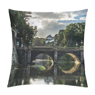 Personality  The Nijubashi Bridge With Tokyo Imperial Palace Surrounded By Greenery On The Background In Japan Pillow Covers