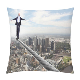 Personality  Business Man Balancing On The Rope Pillow Covers