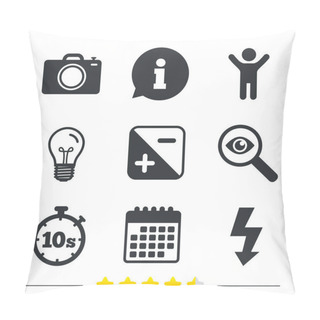 Personality  Photo Camera Icon. Flash Light And Exposure. Pillow Covers