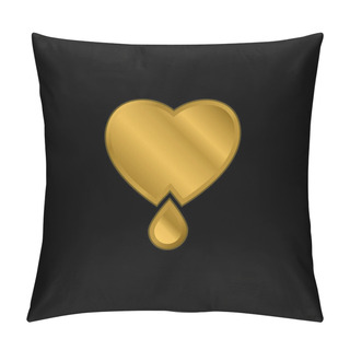 Personality  Bleeding Heart Gold Plated Metalic Icon Or Logo Vector Pillow Covers