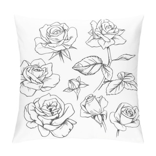 Personality  Set Of Hand Drawn Roses Pillow Covers