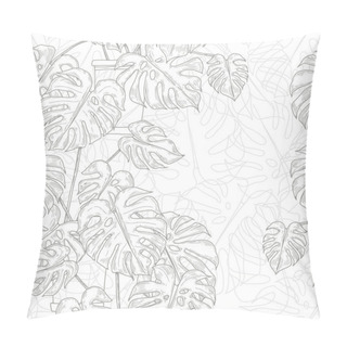 Personality  Seamless Pattern With Monstera Leaves On White Background Pillow Covers