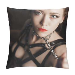 Personality  Dominatrix Woman In Bdsm Fetish Lingerie Pillow Covers