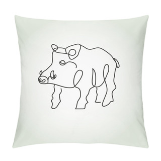 Personality  Wild Boar Pig In Minimal Line Style Vector Pillow Covers