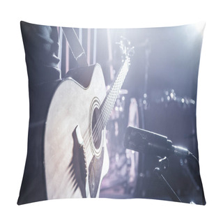 Personality  The Studio Microphone Records An Acoustic Guitar Close-up. Beaut Pillow Covers