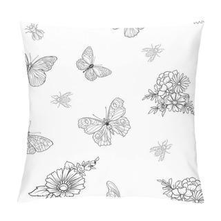 Personality  Floral Seamless Pattern With Butterflies Pillow Covers