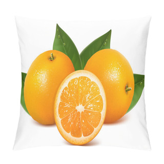 Personality  Vector Fresh Ripe Oranges With Leaves Pillow Covers